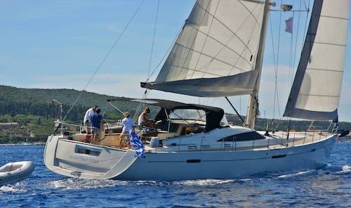 Large crewed sailing yacht with crew for charter Greek islands