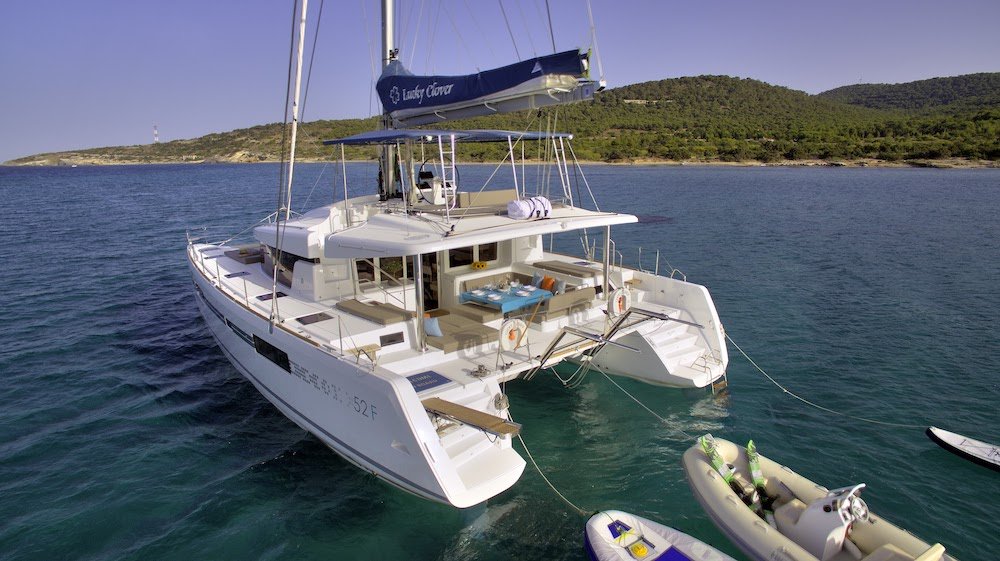 New model lagoon 52 for weekly rental with crew in Greece, up to 12 guests